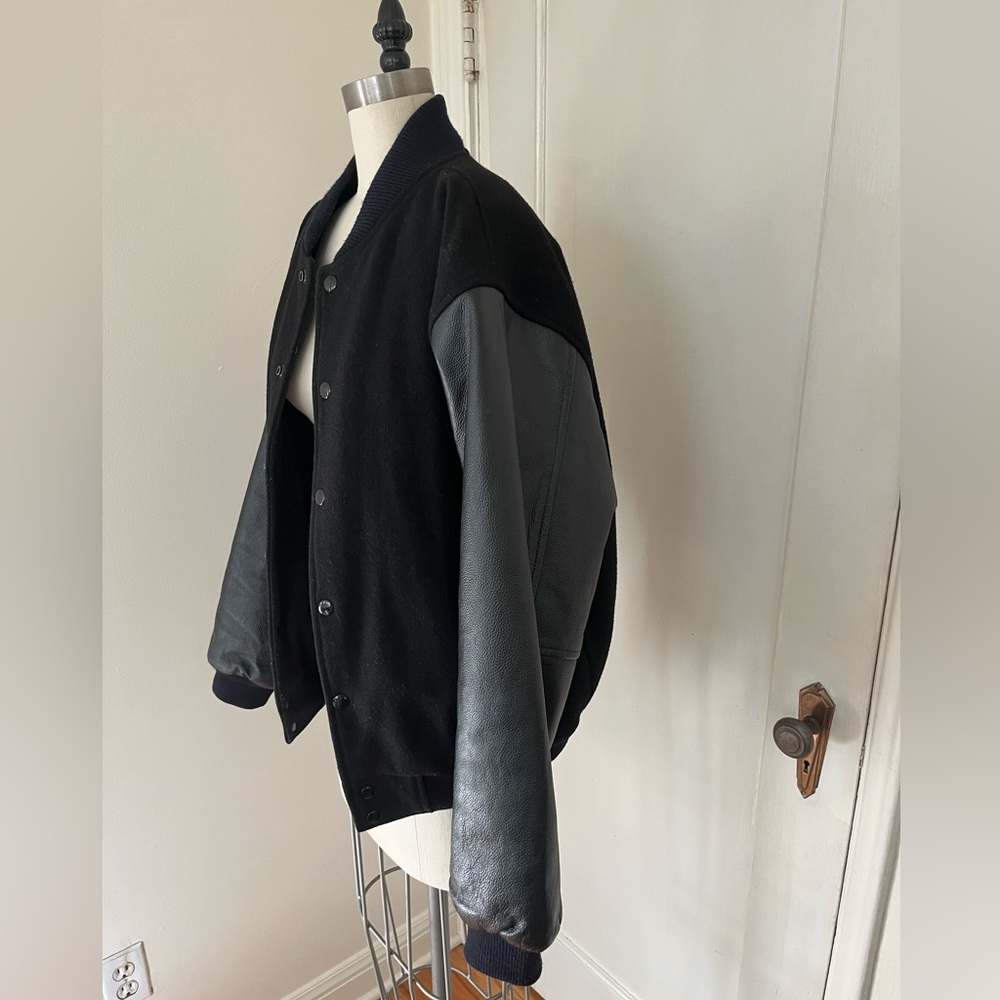 Port Authority Wool and Leather Letterman Bomber Jacket - Picture 3 of 14